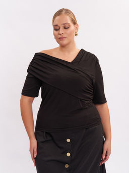 Блузка с драпировкой FU00703BLK01 - Артесса фото 5