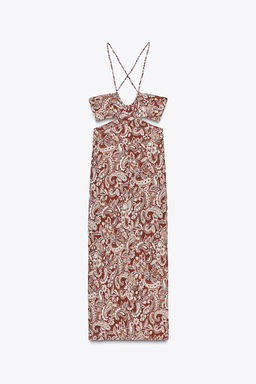 PRINTED MIDI DRESS WITH CUT OUT DETAIL - Zara фото 7