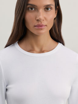 Базовый лонгслив в риб из хлопка / Zarina  фото 6