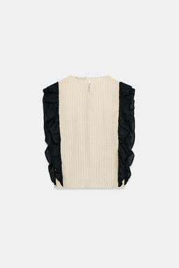 BLUSA RAYAS VOLANTES / Negro / Crudo - Zara фото 7