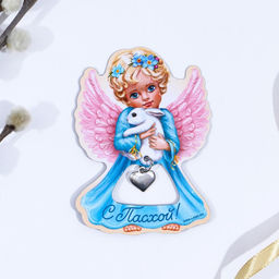 Цена за 3 шт. Магнит Ангел на пасху, 5.8?8.1 см