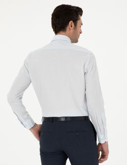 Голубая классическая хлопковая рубашка приталенного кроя - Cacharel фото 5