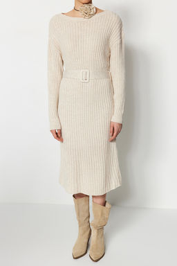 TRENDYOLMILLA Antrasit Mini Triko Kemerli Elbise TWOAW23EL00444 фото 9