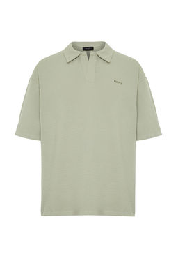 TRENDYOL MAN Premium Tas Oversize/Genis Kesim Yaz? Nak?sl? Dokulu Polo Yaka T-Shirt TMNSS24PO00011 - Trendyolmilla фото 8