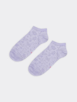 Цена за 5 пар! Носки женские укороченные в фиолетовом оттенке с рисунком цветов - Mark formelle фото 4