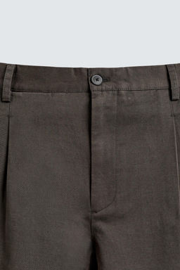 COTTON/LINEN PLEATED TROUSERS - Zara фото 9