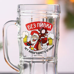 Кружка пивная новогодняя Без пивка, нет огонька!, 500 мл, 18+