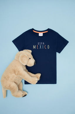 Темно-синяя футболка для мальчиков с круглым вырезом