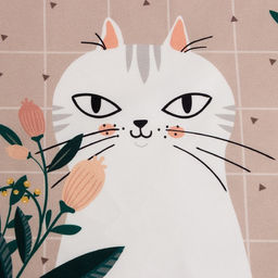 Полотенце Этель Белая кошечка 40х73 см, саржа, 100% хл, 190 г/м2  фото 4