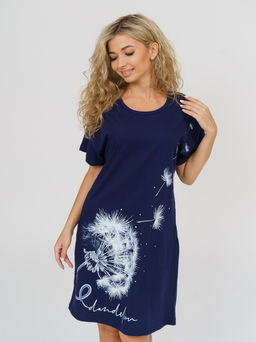 752 Футболка-туника "т.синий одуванчик"