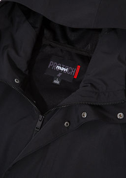 Siyah Kapusonlu Uzun Ceket - Mavi фото 6