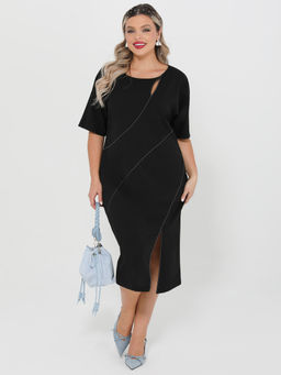 Платье 0445-1 черный нюд