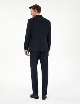 Lacivert Slim Fit _izgili Tak_m Elbise