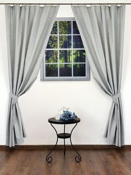 Комплект штор из рогожки Штрихи-серый тесьма хлопок 100%