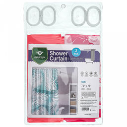 Штора для ванной полиэтилен 180х180см "Дуэт" "Морская" розовый, 12 колец, набор 2 штуки, в блистере (Китай)