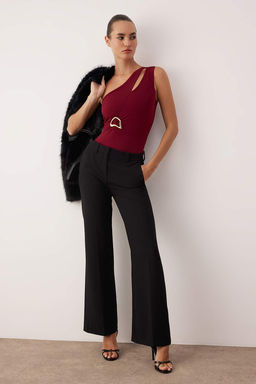 Bordo Asimetrik Yaka Alt?n Aksesuarl? Orme Party Y?lbas? Body TPRAW26BD00006