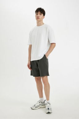 Relax Fit Petek Dokulu Cepli Bermuda Sort