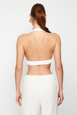 TRENDYOLMILLA Ekru Crop Dokuma Dugun/Nikah Yelek TPRSS23YE00000  фото 7