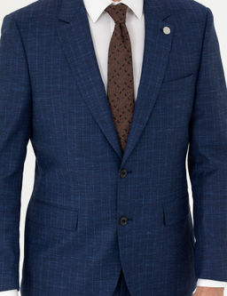 _ndigo Slim Fit _izgili Tak_m Elbise