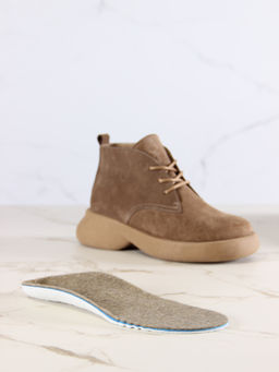 Ботинки 308.927ka.Серо-коричневая замша/Мех