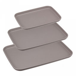 Поднос пластмассовый, набор 3шт: 24х17х2см, 30,5х22х2см, 35х25х2см, французский серый (Россия)