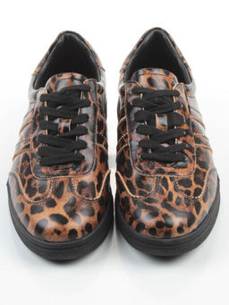 03-B6C-7PC BROWN/LEOPARD Кеды женские (натуральная кожа)