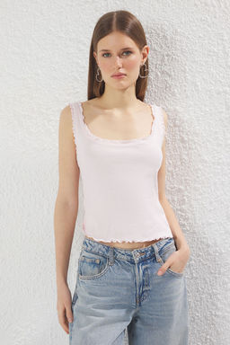 TRENDYOLMILLA Pembe Karyoka Dikisli Fitted/Vucuda Oturan Orme Atlet TWOSS25AL00024