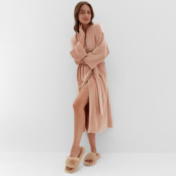 Халат домашний женский KAFTAN Plushy, размер 48-50, бежевый