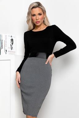 Платье Open Style 4965 серый/черный