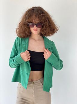 6793 Жакет укороченный двубортный в зелёном цвете - Martichelli фото 10