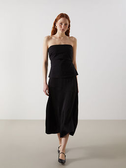 Beli Fermuarl? Saten Kad?n Etek