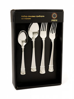 Набор столовых приборов 16 шт. серебро нержавеющая сталь - Lucky фото 2