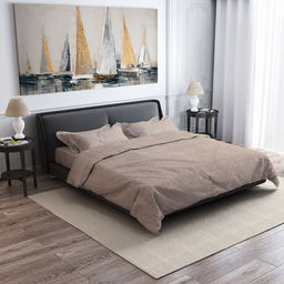 Постельное белье, комплект Евростандарт "Маунти", 4 предмета: пододеяльник на пуговицах 200х215см, простыня 220х240см, 2 наволочки 70х70см с клапаном-запахом, перкаль "Премиум" 110г/м2, хлопок 100%, упаковка "классическая" ПВХ 32х41см, "Домашняя мода