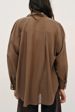CAMISA OVERSIZE ALGOD?N / Marr?n - Zara фото 5