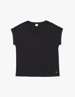 Siyah Regular Fit V Yaka Basic Ti__rt