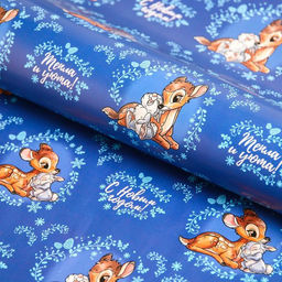 Цена за 10 шт. Упаковочная бумага, 70 х 100 смС Новым годом!, Бэмби