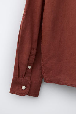 CAMISA CUELLO MAO CON LINO Y ALGOD?N / Burdeos - Zara фото 5