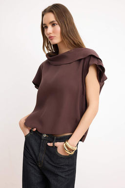 Kahverengi Yaka Detayl? Dokuma Bluz TWOSS26BZ00326 - Trendyolmilla фото 2