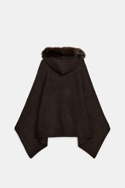 KNITTED CAPE WITH SHEEPSKIN - Zara фото 4