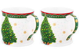 Набор 2 кружек 300 мл 11,5*8,5*8,5 см Новогодняя елка зеленый узор, NEW BONE CHINA - Elan gallery фото 8