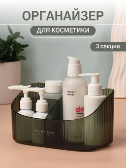 Органайзер для хранения «GREEN», 3 секции, 18.5×9.5×10 см, полупрозрачный, зелёный
