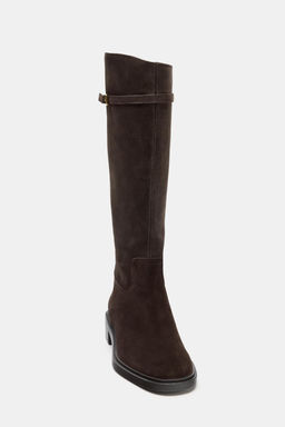 FLAT SPLIT SUEDE RIDING BOOTS - Zara фото 4