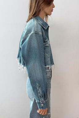 TRF CROP DENIM OVERSHIRT - Zara фото 3