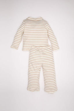 Полосатый пижамный комплект с длинными рукавами для маленьких мальчиков - Defacto фото 5