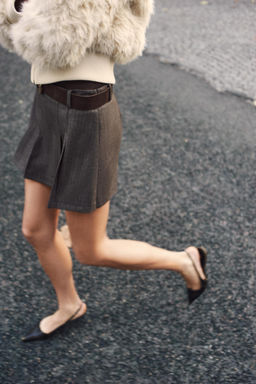 FALDA PANTAL?N TABLAS CINTUR?N / Marr?n - Zara фото 4