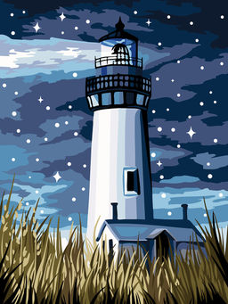 ФРЕЯ PKZ/PM-092 Набор для раскрашивания по номерам (на картоне) 40 х 30 см Маяк в ночи