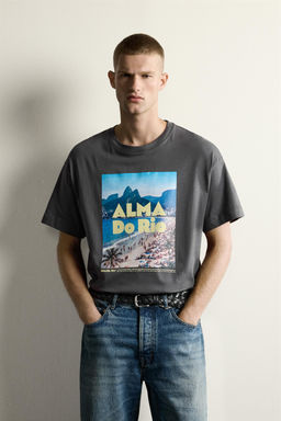 CAMISETA RELAXED FIT GR?FICO R?O / Negro - Zara фото 2
