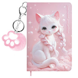 Дневничок для девочек, А6+, 96 л., арт. 72825/ 20 КОШКА С КОСАМИ (кожзам: 126x195 мм, твёрдый перепл