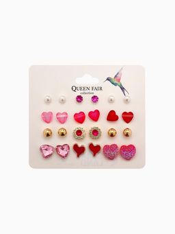 Серьги пусеты 12 пар «Сердечки» свидание, миксы