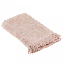 Полотенце махровое "Вензель" 70х140см, хлопок 100%, с бахромой, пыльная роза (Китай)